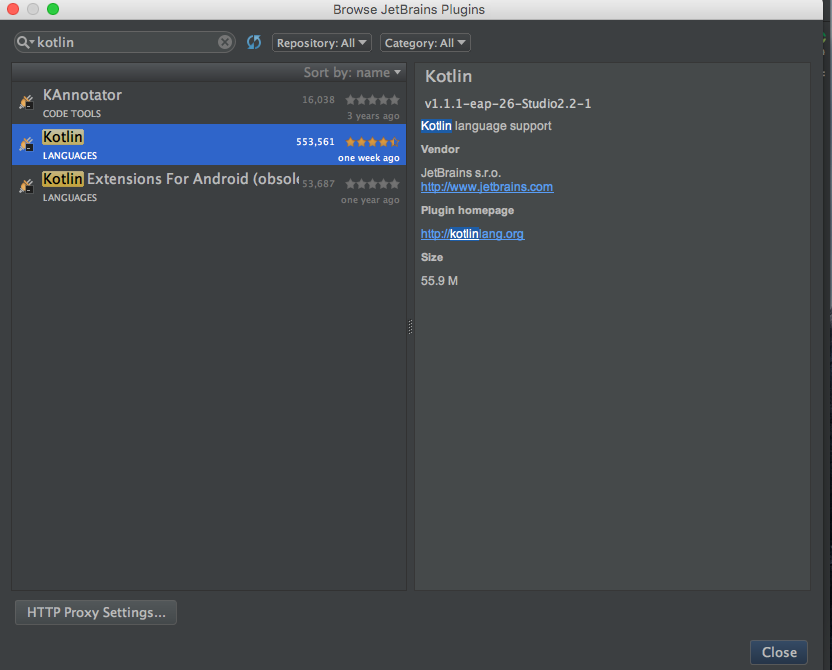 AndroidStudio Plugin 検索ダイアログ